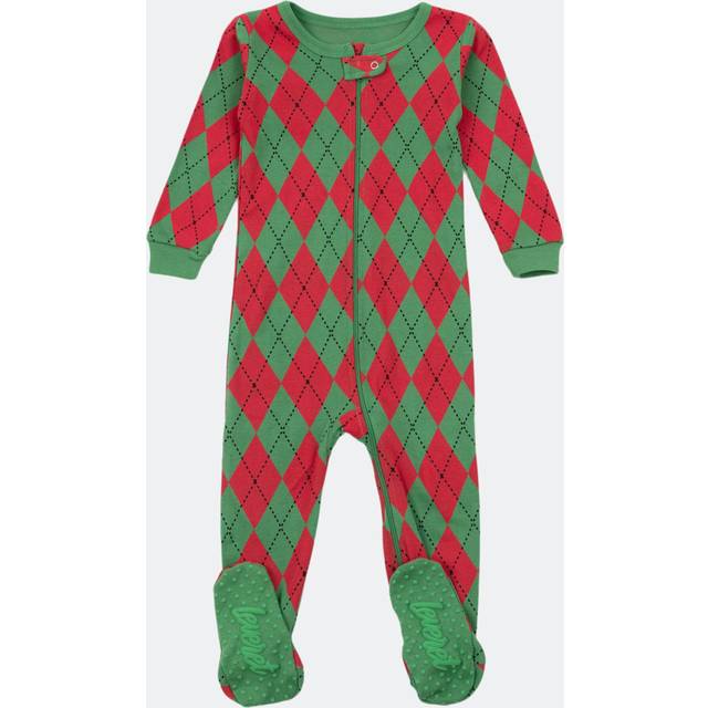 Leveret Kids & Toddler Footed Pajamas Boys Girls 100% Cotton Argyle Red & White Size 4 Years