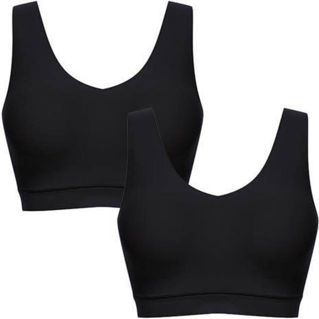 Soft Stretch Padded V-Neck Bra Top, 2-Pack - ULTRA NUDE - Medium / Large