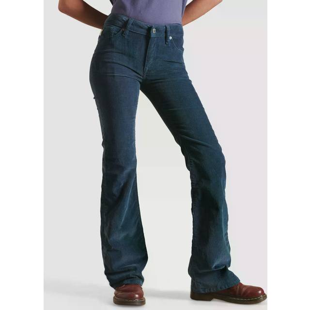 Women's mid-rise corduroy flared slim fit jean Trousers Superdry - Marron