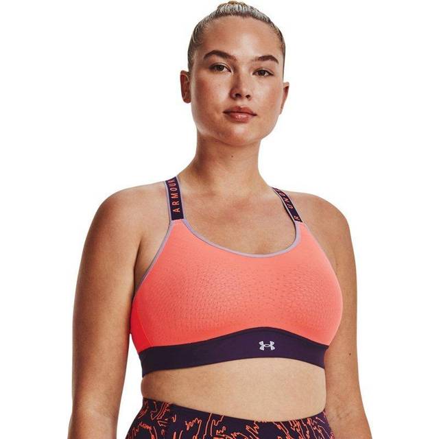 Under armour infinity mid womens orange blocked sports bra