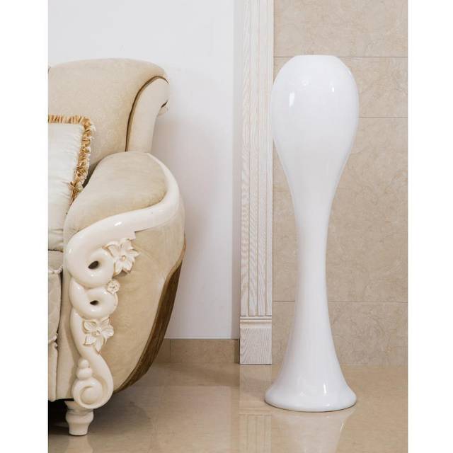 Uniquewise QI003597L 39 x 10 x 10 in. Tall Narrow Unique Fiberglass Modern Floor Vase, White