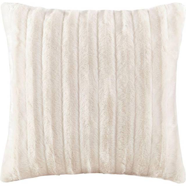100% Polyester Brushed Solid Stripe Plaited Long Fur Square Pillow
