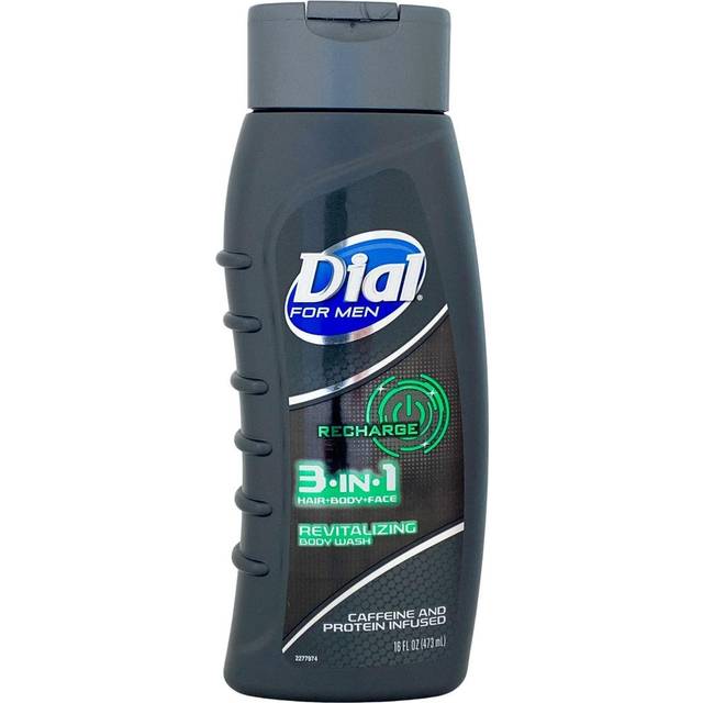 Dial for Men 3 in 1 Hair + Body + Face Revitalizing Body Wash, 16 Fl. Oz. (Pack of 2)