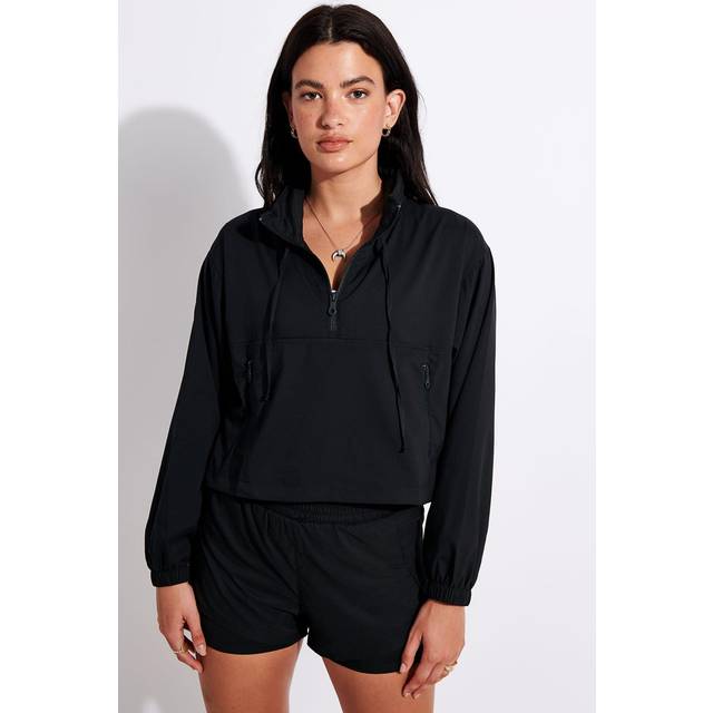Women's 1/2 zipped waterproof jacket Girlfriend Collective Hummingbird - Noir
