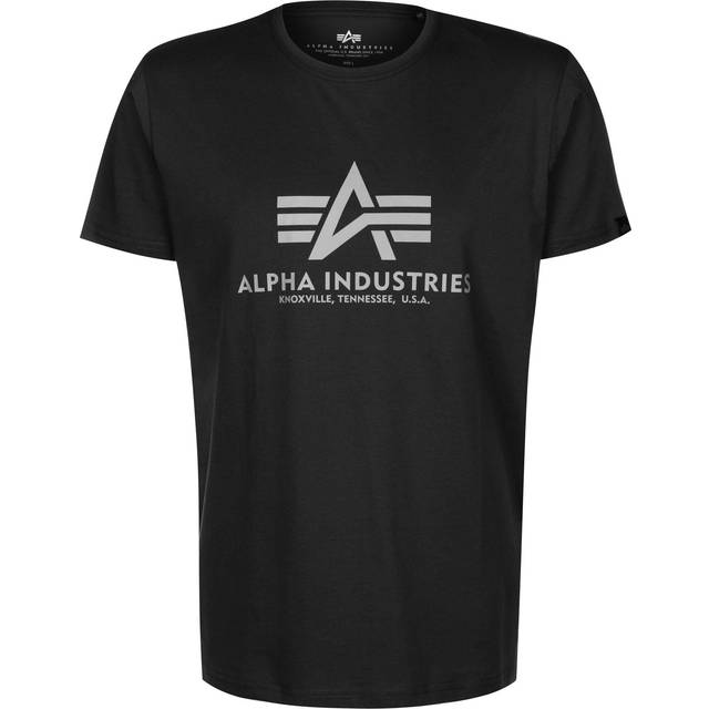 Alpha Industries Basic T-Shirt Reflekterande tryck Rund halsringning Black