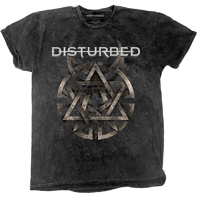 Disturbed unisex t-shirt: riveted (dip-dye, mineral wash) (x-large)