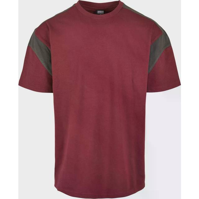 Urban Classics T-shirt för män, aktiv t-shirt, tvåfärgad topp för män, kortärmad, finns i 3 färger, storlekar S–5XL, Körsbär/Blackbird, S
