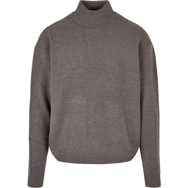 Urban Classics Tröja i stor storlek för män, stickad tröja, oversize polotröja med mock hals, enkel tröja för höst och vinter, storlek S till 5XL, asfalt, M