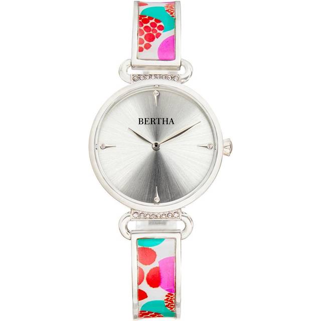 Bertha Womens Katherine Enamel-Designed Bracelet Watch - White Stainless Steel - One Size