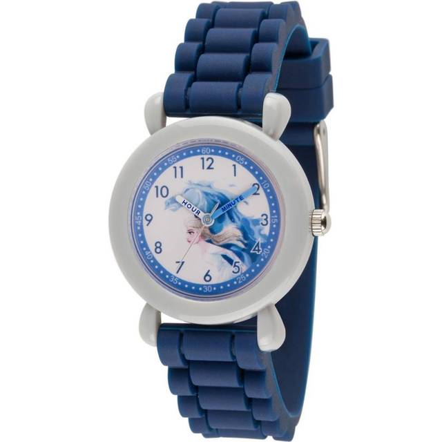 Disney Frozen Kids' Plastic Time Teacher analog Quartz Silicone Strap Watch, Grå, marinblå, Kvartsur