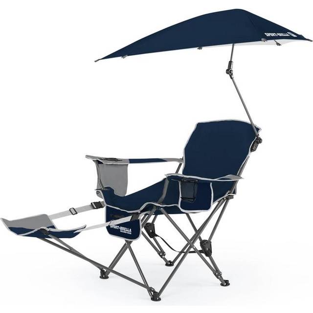 Sport-Brella 3-Position Recliner Chair With Removable Umbrella And Footrest, Midnight Blue