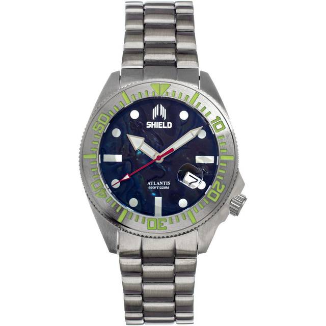 Atlantic Abalone Bracelet Watch with Date - Black - One Size