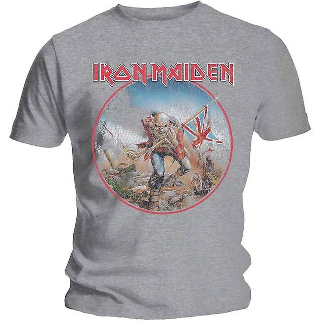 Awdip iron maiden men's trooper vintage circle t-shirt grey