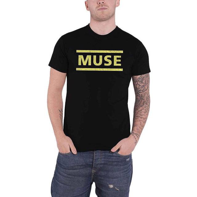 (XL, Black) Muse Yellow Band Logo T Shirt