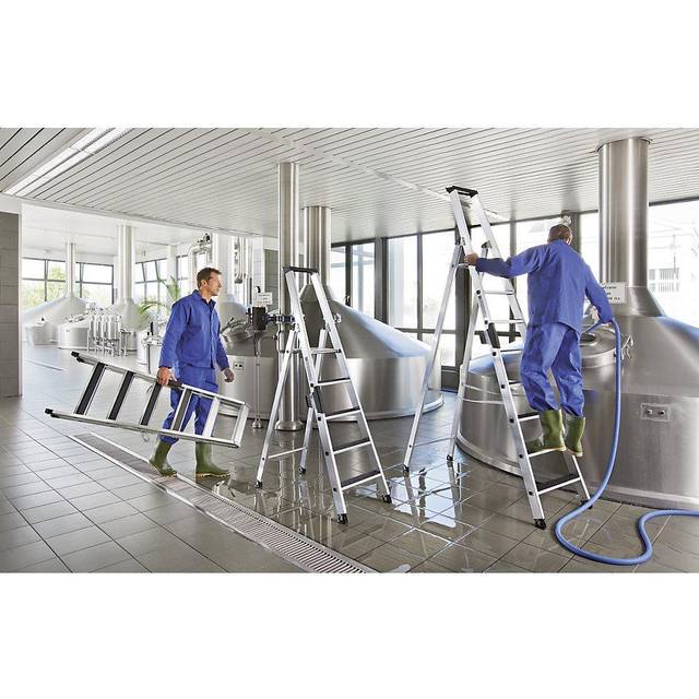 Stufenstehleiter 12 Stufen Alu.Gesamt-H.3480mm, clip-step R13 Auflage GÜNZBURGER