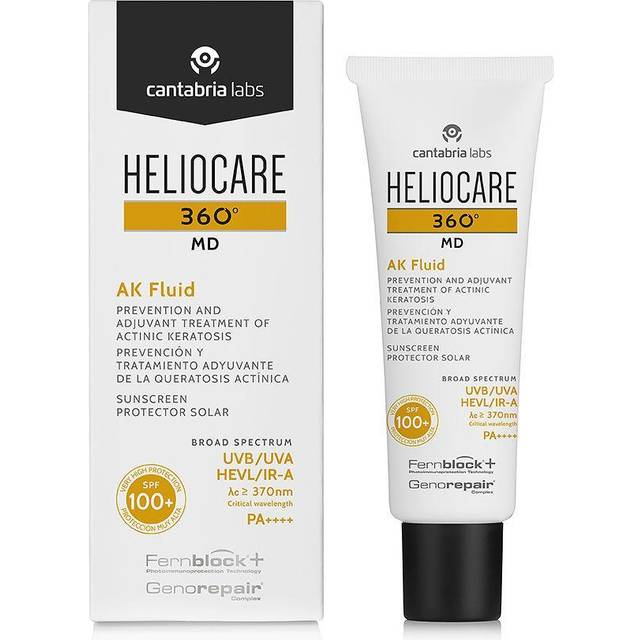 Heliocare 360Ã AK Fluid, Sunscreen, SPF100 Full Spectrum Protection, Made for Sensitive Skin including Actinic Keratosis, 50ml
