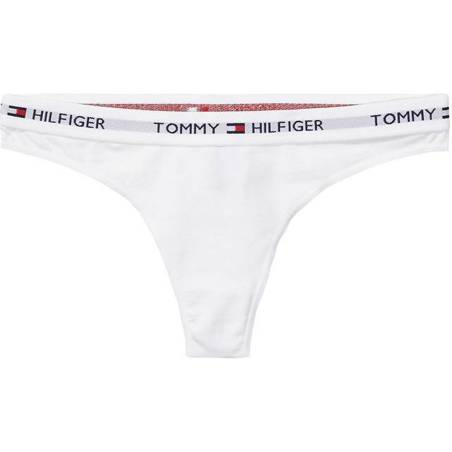 Tommy Hilfiger Women's Iconic Cotton Thong, White - Purple - Size: 12/None