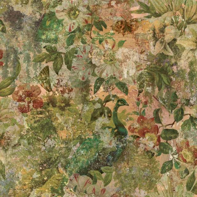 Holden Decor Vintage Peacock Multicoloured Wallpaper - 53cm x 10.05m