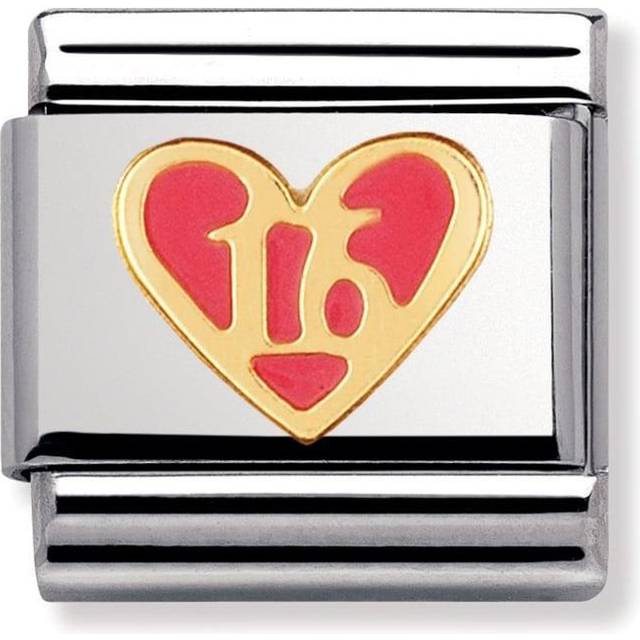 Nomination CLASSIC Gold Love Pink Heart Sweet 16 Charm 030207/44 - Red