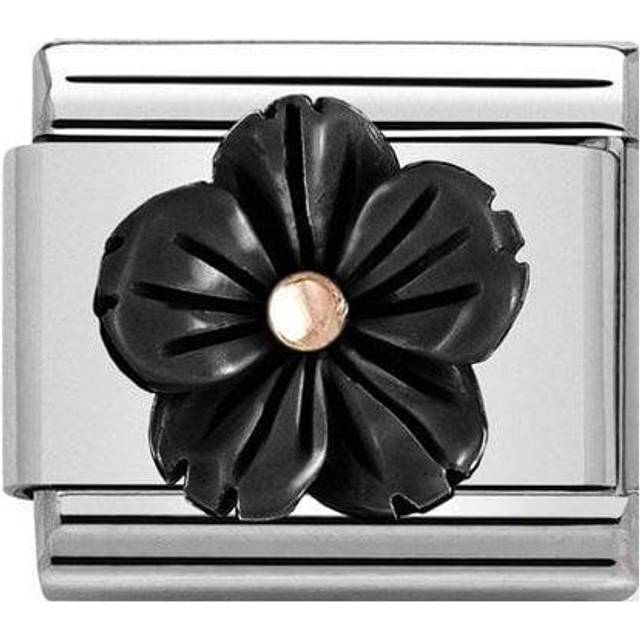 Nomination Classic Rose Gold Flower in Onyx Flowers &amp; Nature Charm