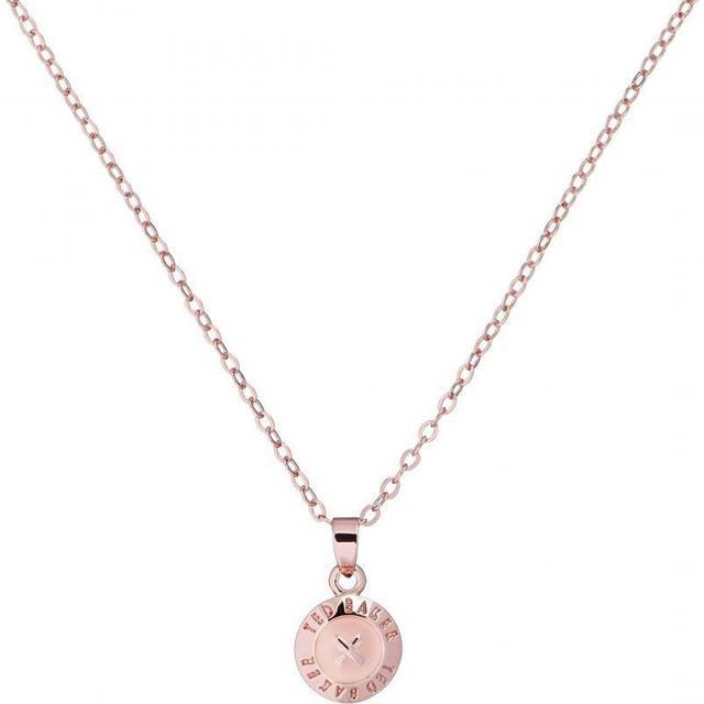 Ted Baker Pink Mini Button Necklace - Adjustable - Rose Gold