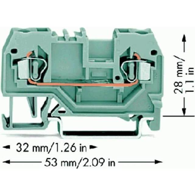 WAGO 280-901 5mm 2-cond. Front Entry Through Terminal Block Grey
