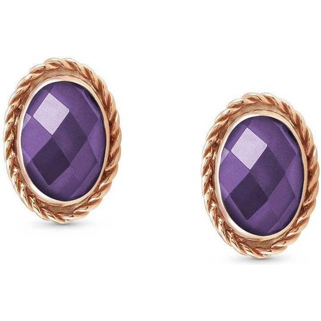 375 Gold Zirconia Oval Rich Purple Earrings 027821/001