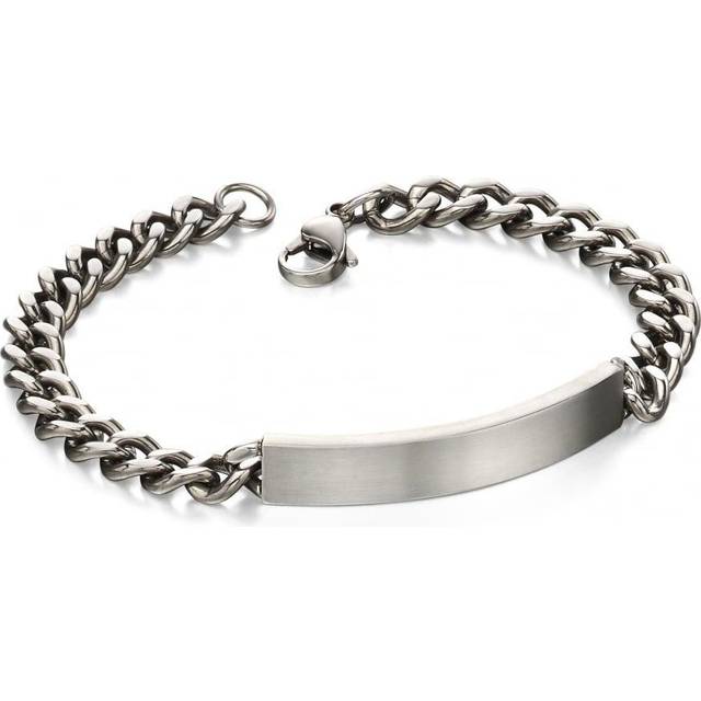 Fred Bennett Stainless Steel Diamond Cut ID Chain Bracelet B4987 - Silver