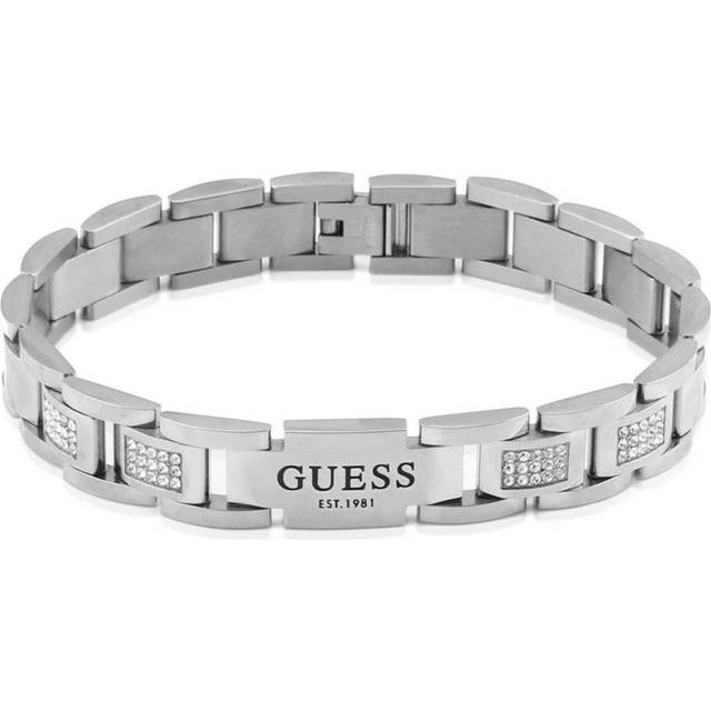 Mens Steel 12mm Flat Chain Crystal Detail Bracelet UMB01342ST