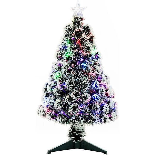 Christmas Time 3ft 90cm Green/White Artificial Christmas Tree W/ Prelit LED Lights-Multicolor | TJ Hughes White