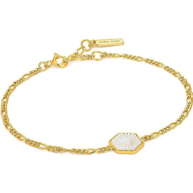 Ania Haie 14ct Gold Plated Compass Figaro Chain Bracelet