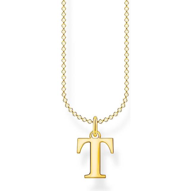 THOMAS SABO bokstav T halsband, guldpläterat silver, KE2029-413-39