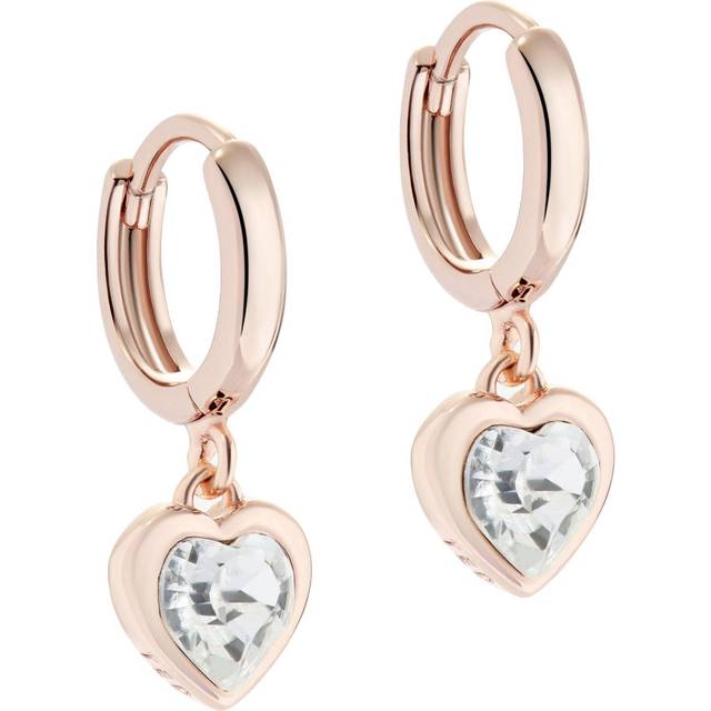 Ted Baker Hanniy Crystal Heart Huggie Earring (Rose Gold Tone/Crystal)