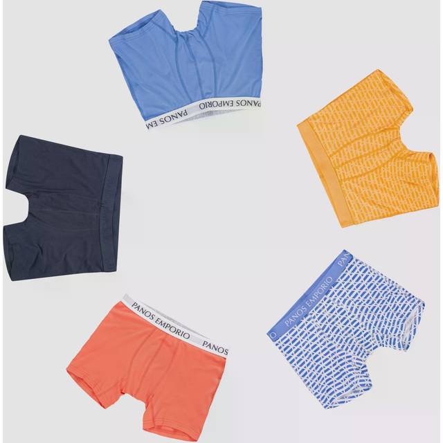 Panos Emporio 5-pack Bamboo Cotton Boxers - Orange/Darkblu - Medium * Kampanj *