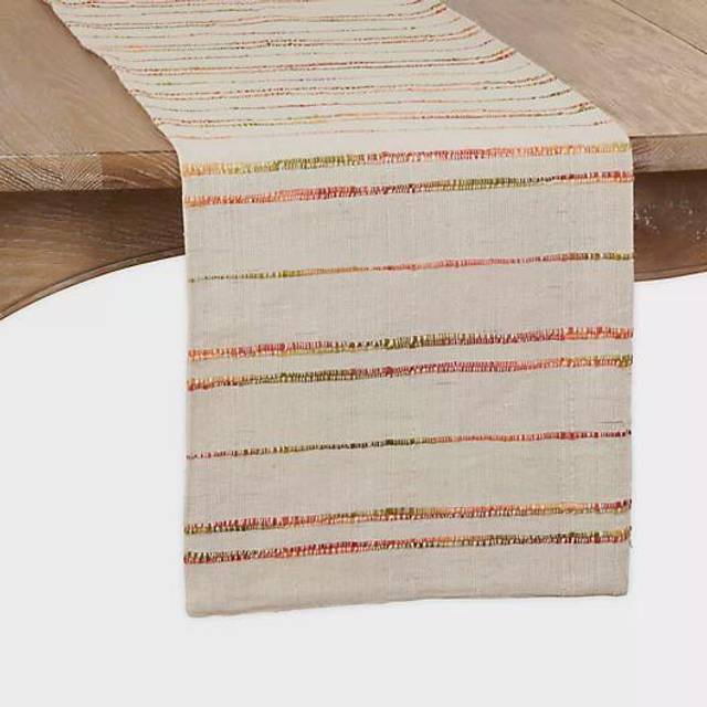 "SARO LIFESTYLE Amelie Collection Woven Line Table Runner  16"""""""" x 72""""""""  Natural"