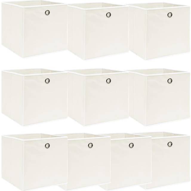 vidaXL Storage Boxes 10 pcs White 32x32x32 cm Fabric
