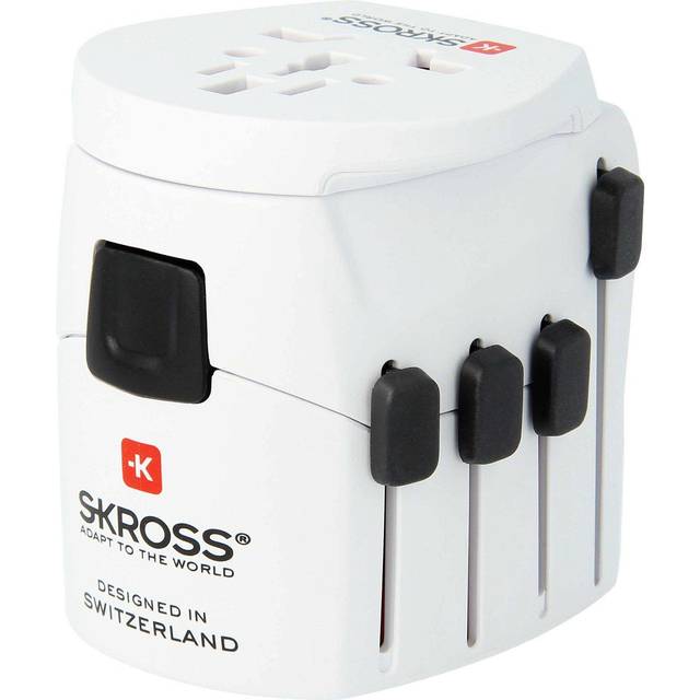 SKROSS – 1 103180 – Prolight – set med 2 universella reseadaptrar | Från och efter 250 länder – spänning och effekt: 100 V – 630 W/250 V – 1 575 W – anti-elektrisk stöt skydd