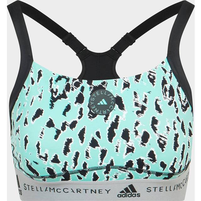 Adidas Stella McCartney X  Training Printed Medium Support Sports Bra Women Underwear Mint-Green Black HB6069 S