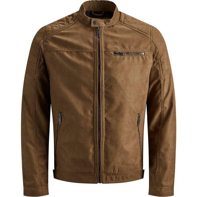 Jack & Jones Plus Size Rocky Biker Jacket Cognac