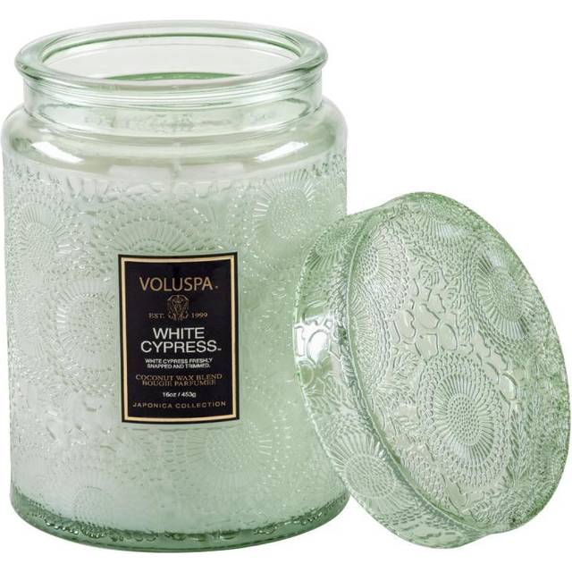 Voluspa Large Glass Jar Candle White Cypress 100h