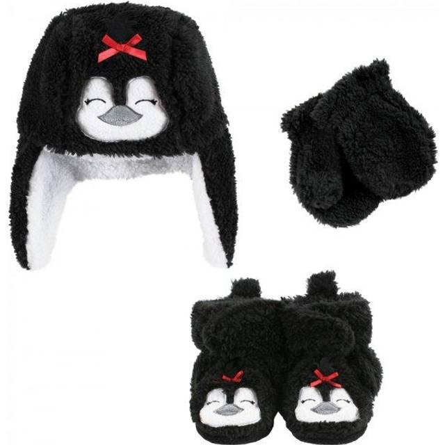 Hudson Baby Unisex Baby Trapper Hat  Mitten and Bootie Set  Girl Pengu