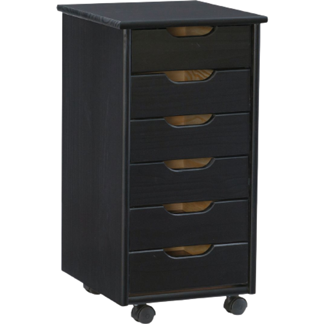 Cary Six Drawer Rolling Storage Cart  White Wash