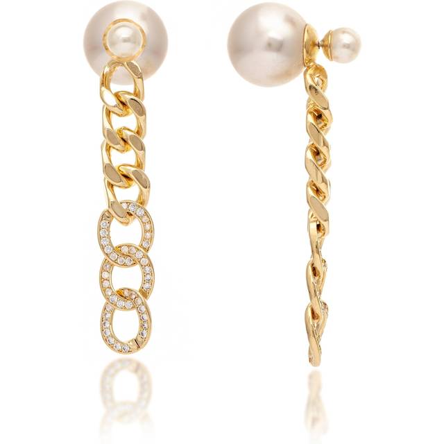 Rivka Friedman 18K Plated 7.2mm-16mm Pearl Earrings