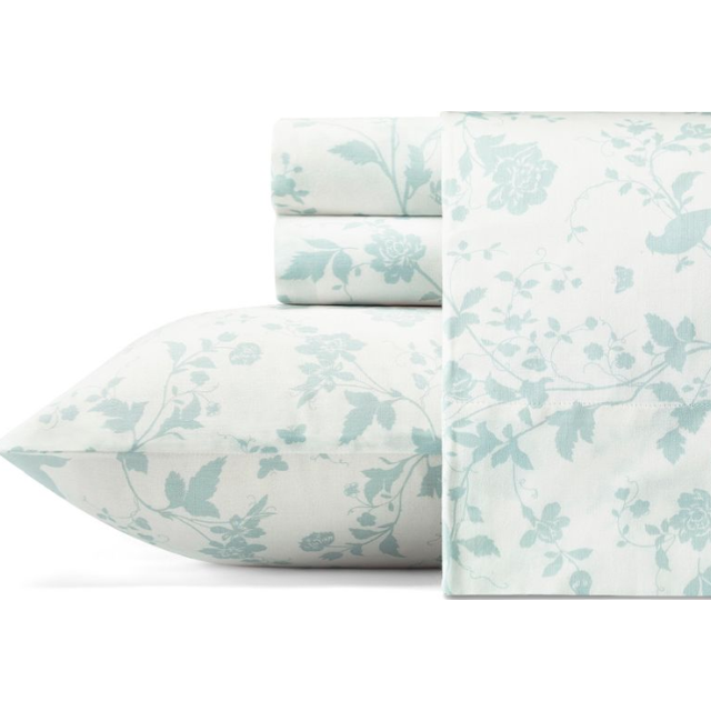 Laura Ashley  King Sheets  Soft Sateen Cotton Bedding Set  Sleek  Smooth   Breathable Home Decor Garden Palace Blue  King