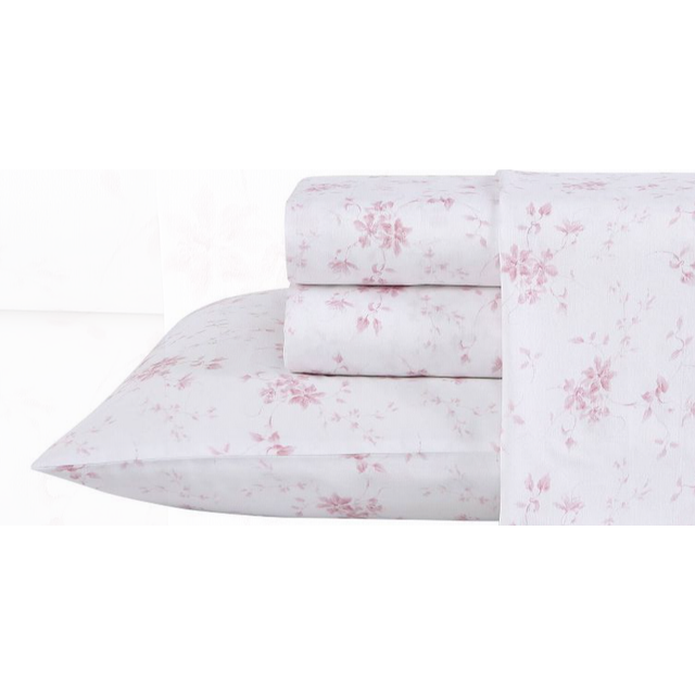 Laura Ashley Home - King Sheets  Soft Sateen cotton Bedding Set - Sleek  Smooth  & Breathable Home Decor  garden Muse Pink