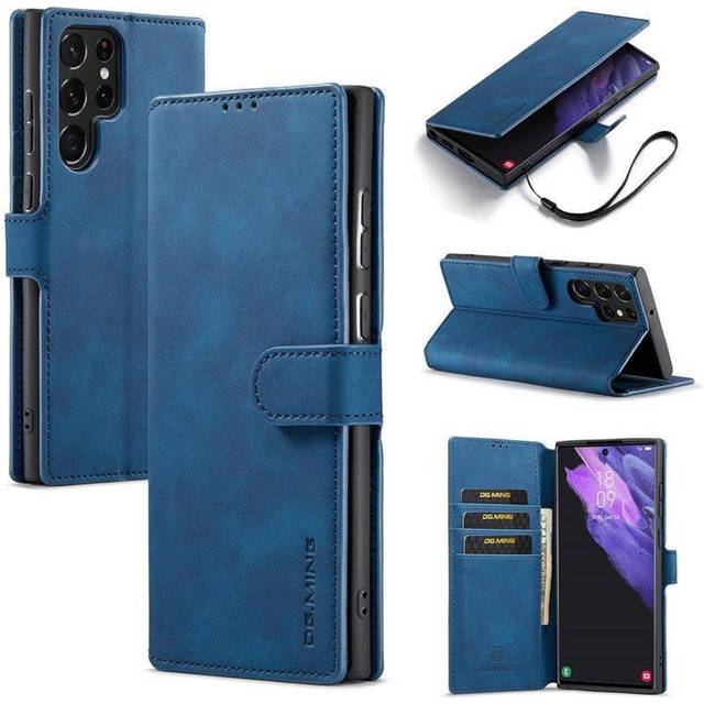 (Blue) DG-Ming mobile wallet 3-card Samsung Galaxy S22 Ultra
