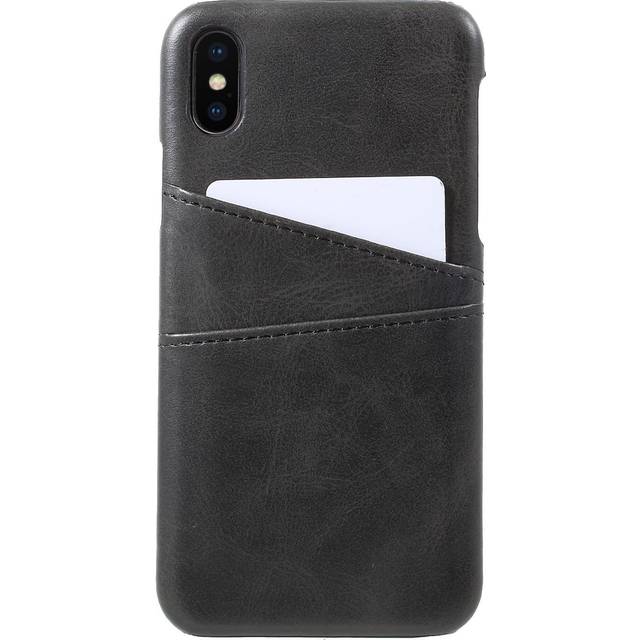 Korthållare Läderskal iPhone X/XS Svart