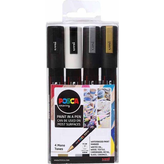 Posca Paint Marker PC-5M 1.8-2.5mm Mono Tones Set of 4
