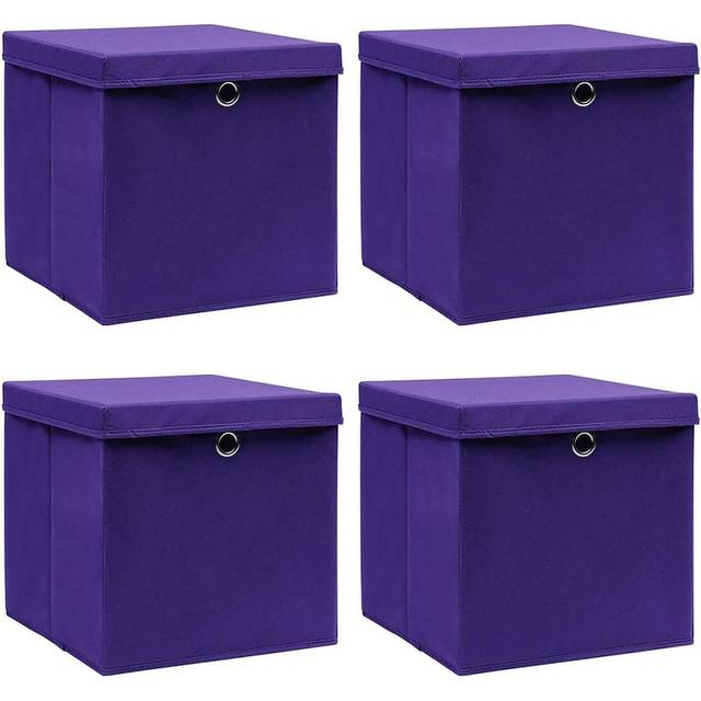 vidaXL Storage Boxes with Covers 4 pcs 28x28x28 cm Purple