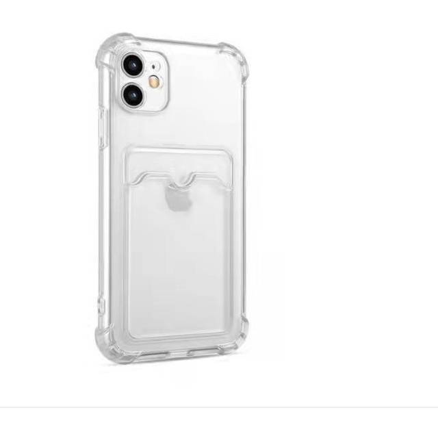 INF Mobilskal för iPhone 12 Fallmotstånd skal med korthållare TPU transparent